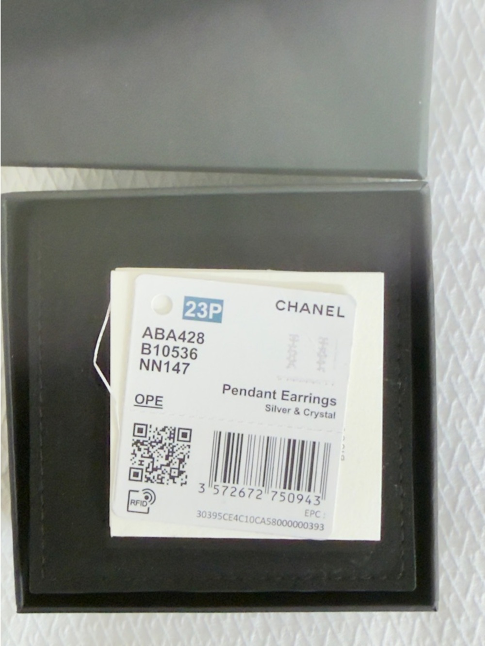 Chanel Silver Crystal Logo Drop Earrings - Picture 4 of 4